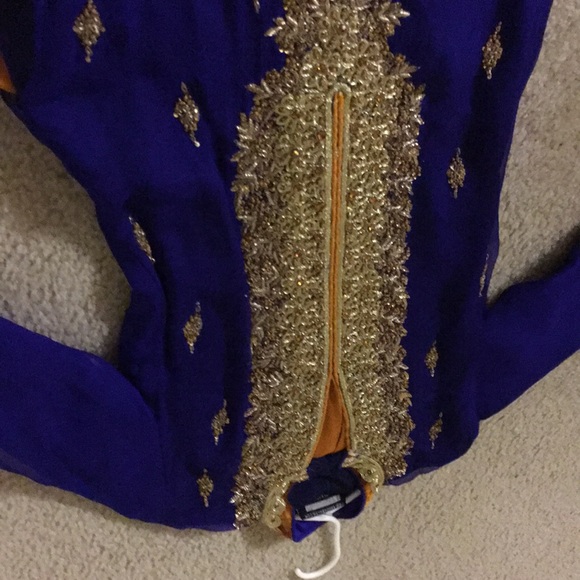 Pakistani/Indian Royal Blue/gold/orange 3 piece!💙 - Picture 3 of 9